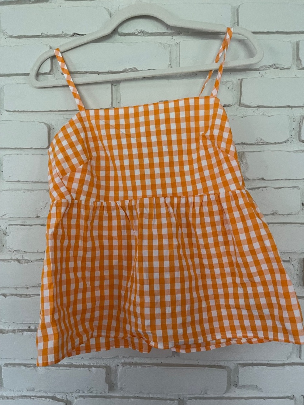 J Crew Tanktop Gingham Straight Neckline, Bow detailed back